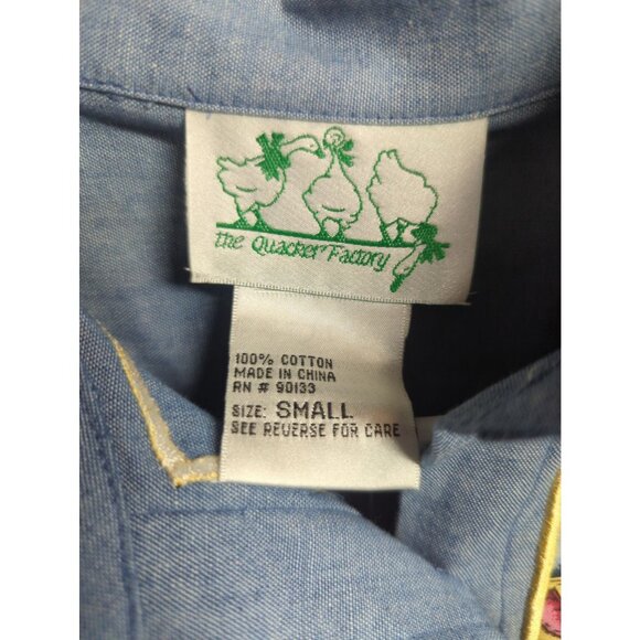 Quacker Factory Womens Size S Denim Embroidered Shirt Faith Hope Love New - Picture 2 of 11